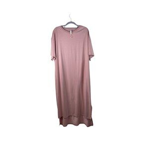 Nap Womens Pink Short Sleeve Maxi Dress Loose Fit